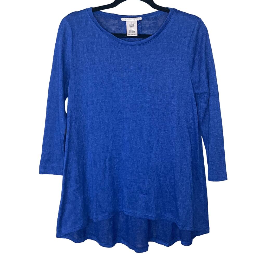 Philosophy Crop Sleeve Lightweight Sweater Blue Size Medium